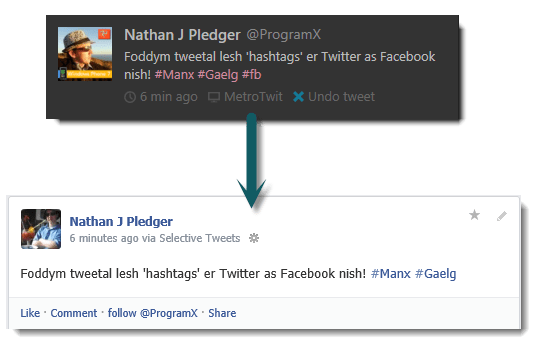 Cross-posting from Twitter to Facebook